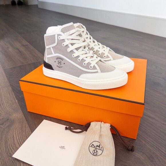 NEW Hermes Women's Get Up Sneakers Canvas Gray, Size EU 38 - Picture 2 of 11